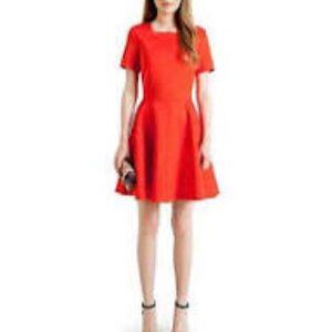 Ted Baker Meddie Red/Orange Fit & Flare Full Circle Skater Mini Dress Size 2